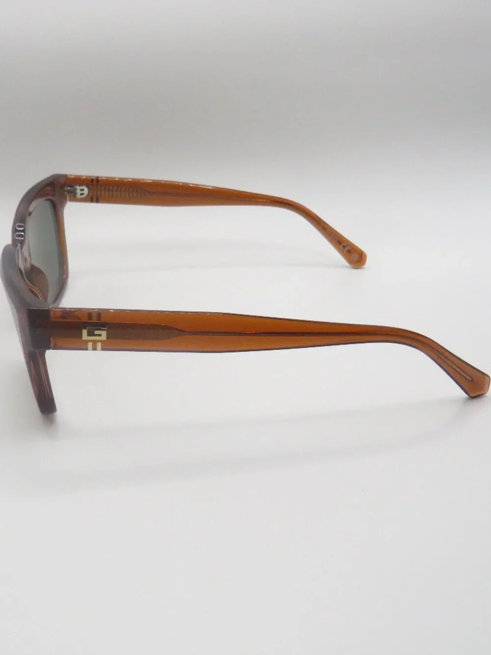 Guess New GU00206 48N Shiny Transparent Brown/Green Square Sunglasses
